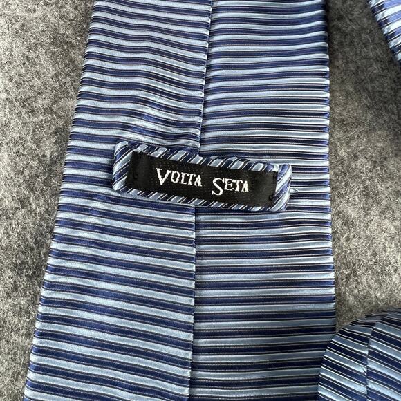 Volta‎ Seta made in ITALY 100% Silk Tie Men's Navy Blue Stripe Necktie - Picture 2 of 5